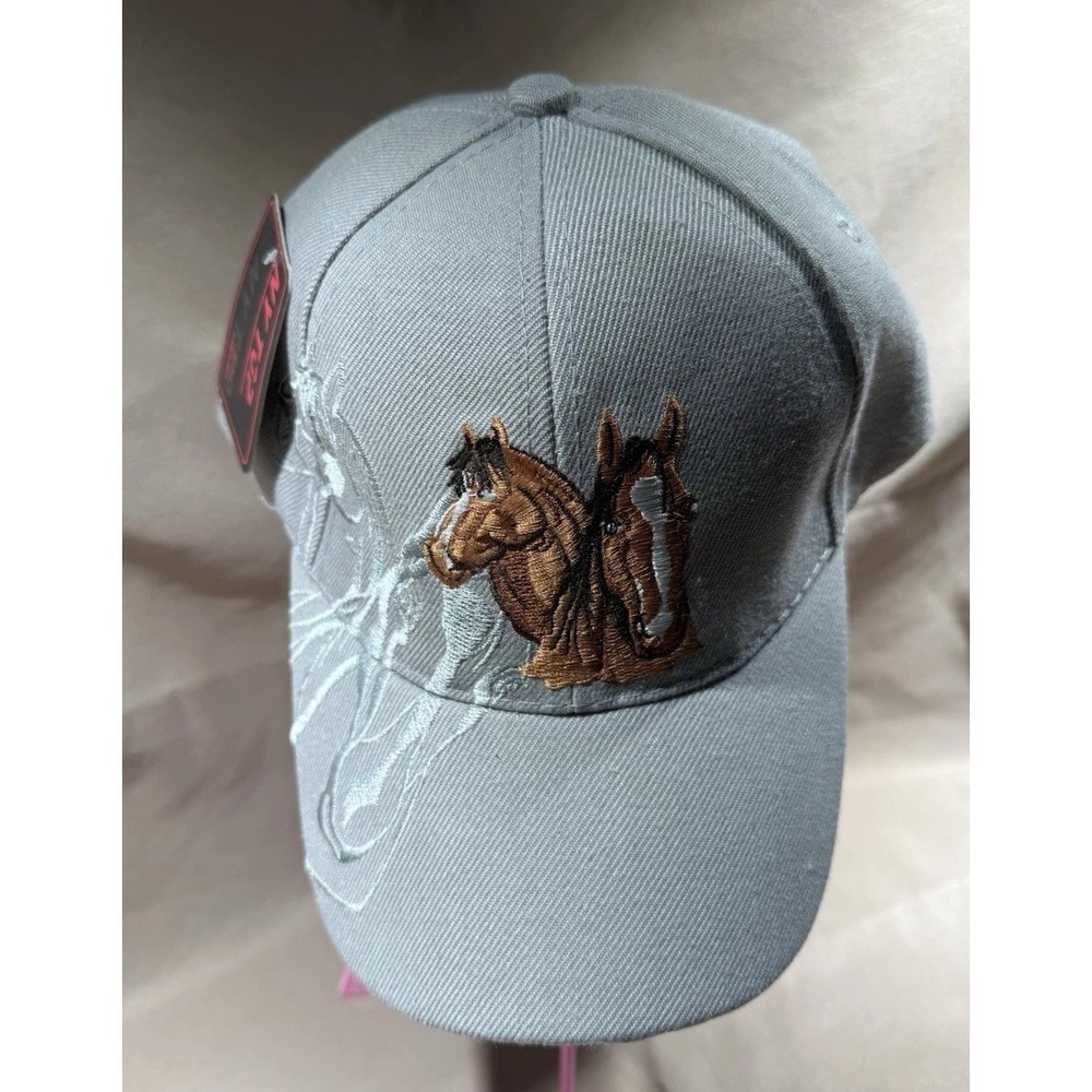 New Horse Design Baseball Cap Adjustable‎ Strap Gray